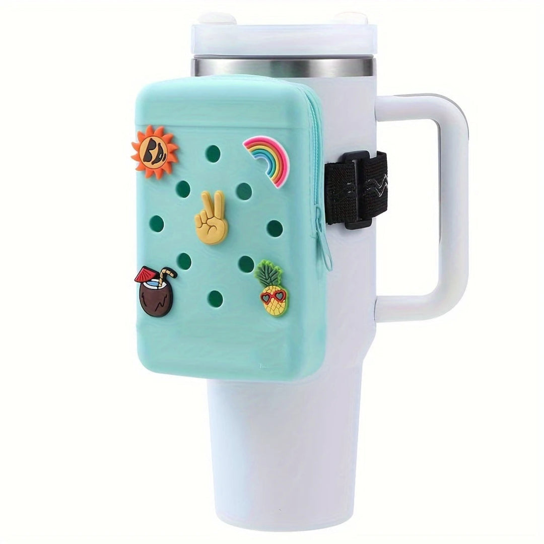 Colorful silicone pouch with playful charms
