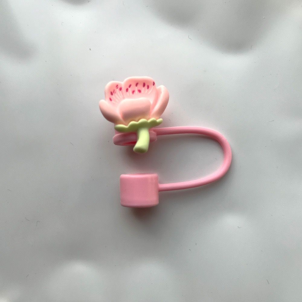 Peach blossom stamen straw cap Stanley cup. - Blend Gifts