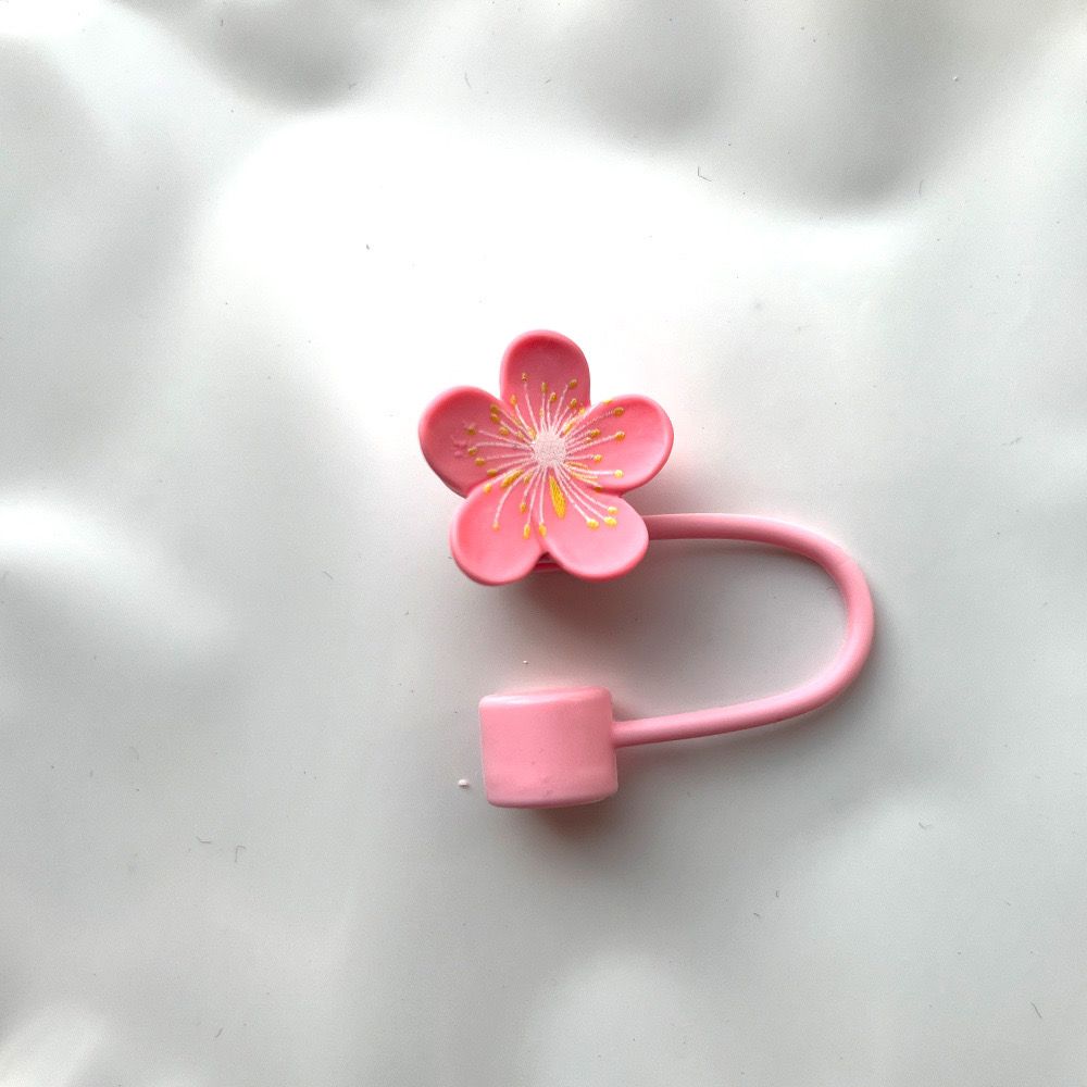 Peach blossom stamen straw cap Stanley cup. - Blend Gifts