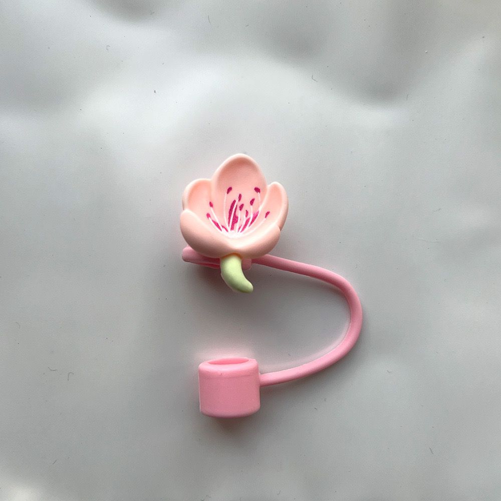 Peach blossom stamen straw cap Stanley cup. - Blend Gifts
