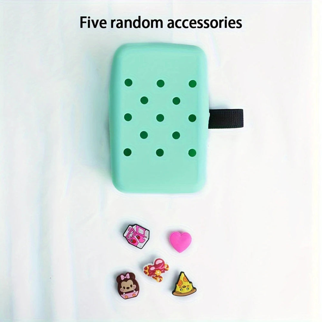 Colorful silicone pouch with playful charms