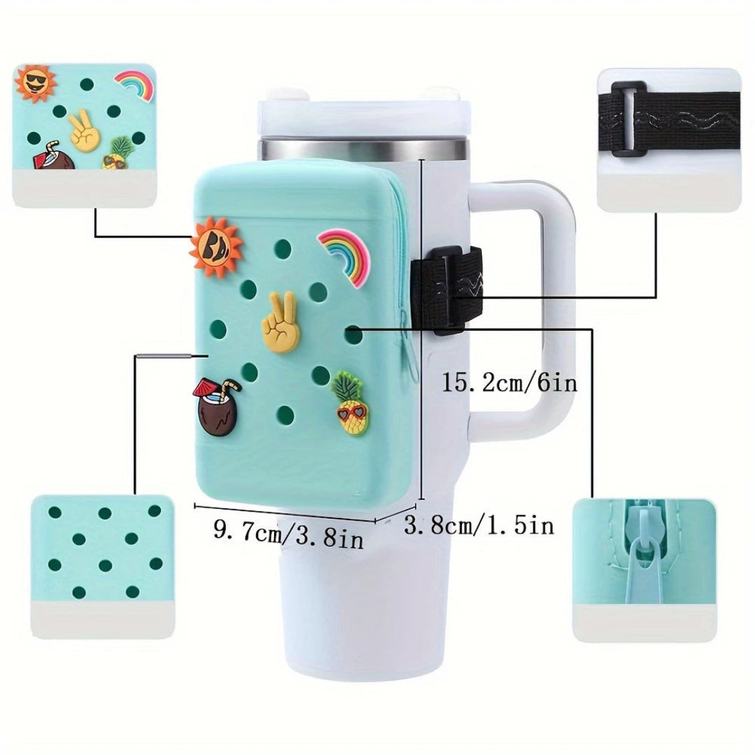 Colorful silicone pouch with playful charms
