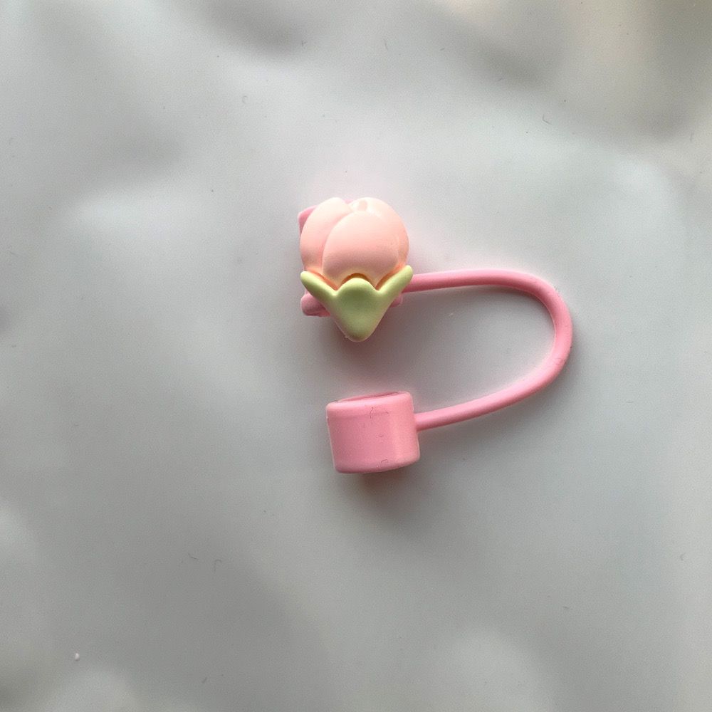 Peach blossom stamen straw cap Stanley cup. - Blend Gifts