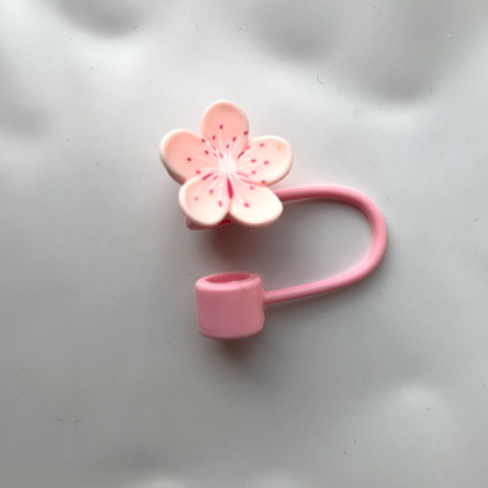 Peach blossom stamen straw cap Stanley cup. - Blend Gifts