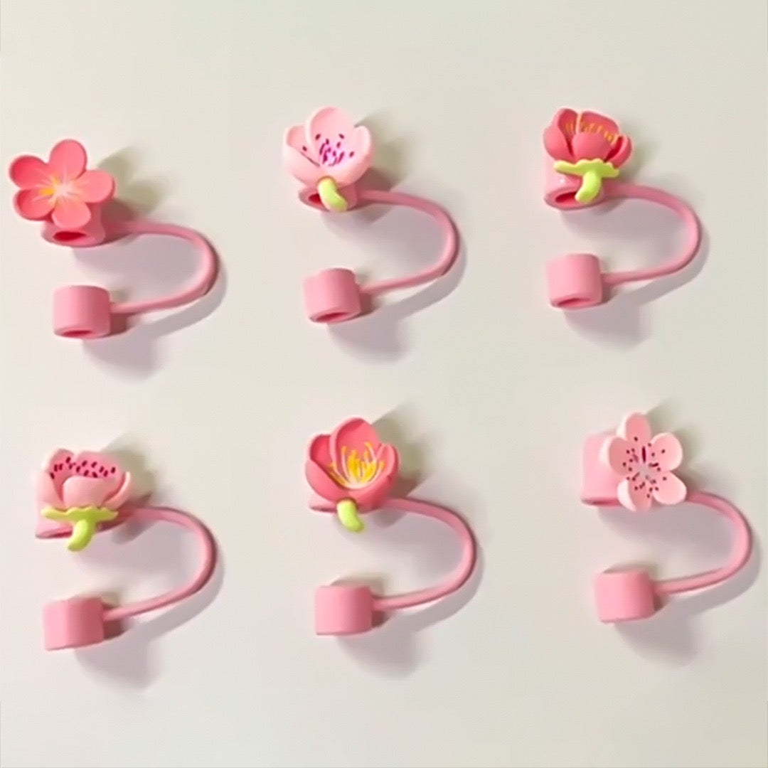 Peach blossom stamen straw cap Stanley cup. - Blend Gifts