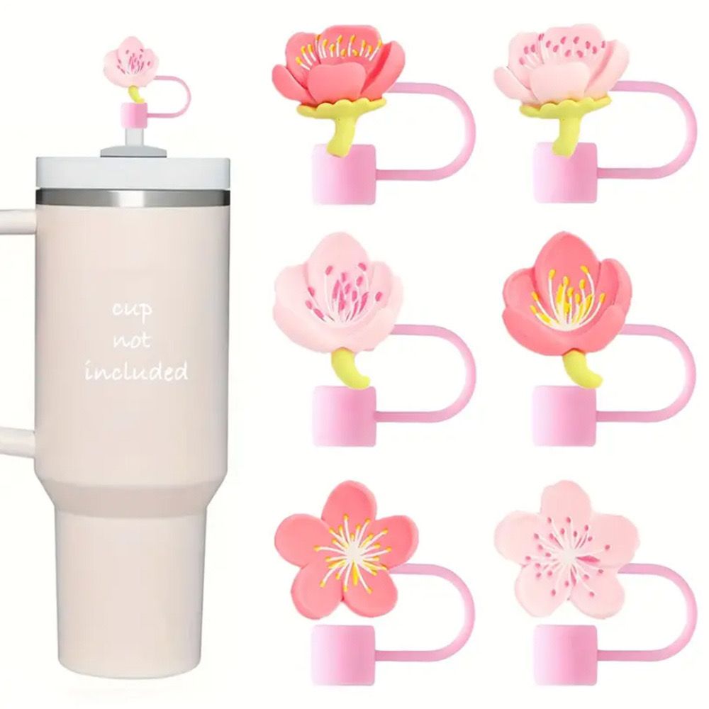 Peach blossom stamen straw cap Stanley cup. - Blend Gifts