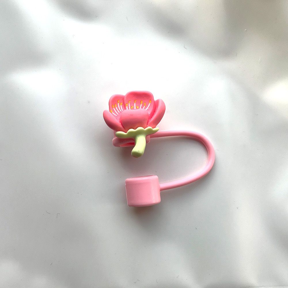 Peach blossom stamen straw cap Stanley cup. - Blend Gifts