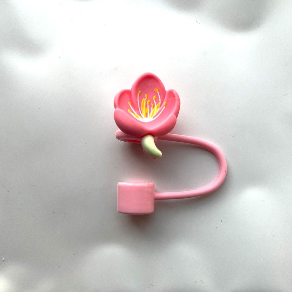 Peach blossom stamen straw cap Stanley cup. - Blend Gifts