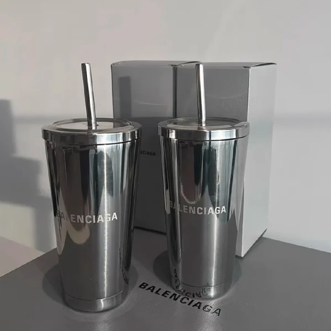 Balenciaga Stainless Steel Tumbler with Straw