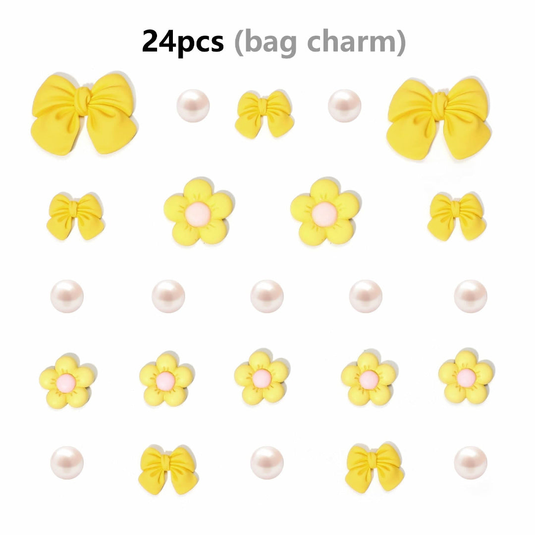 bag charms set featuring bows