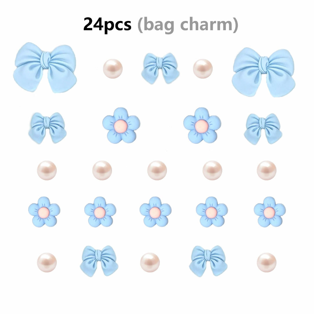 bag charms set featuring bows