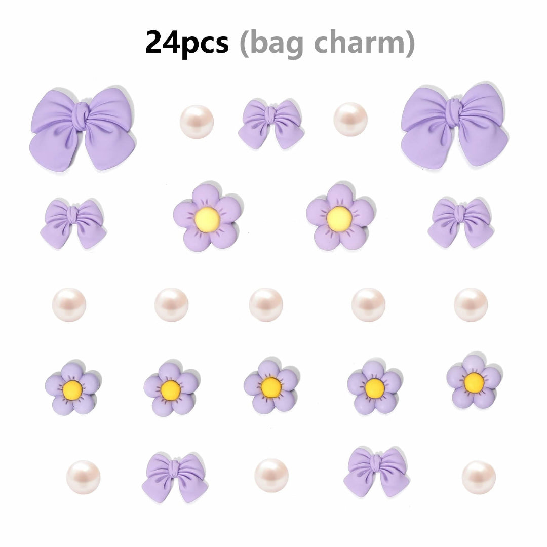 bag charms set featuring bows