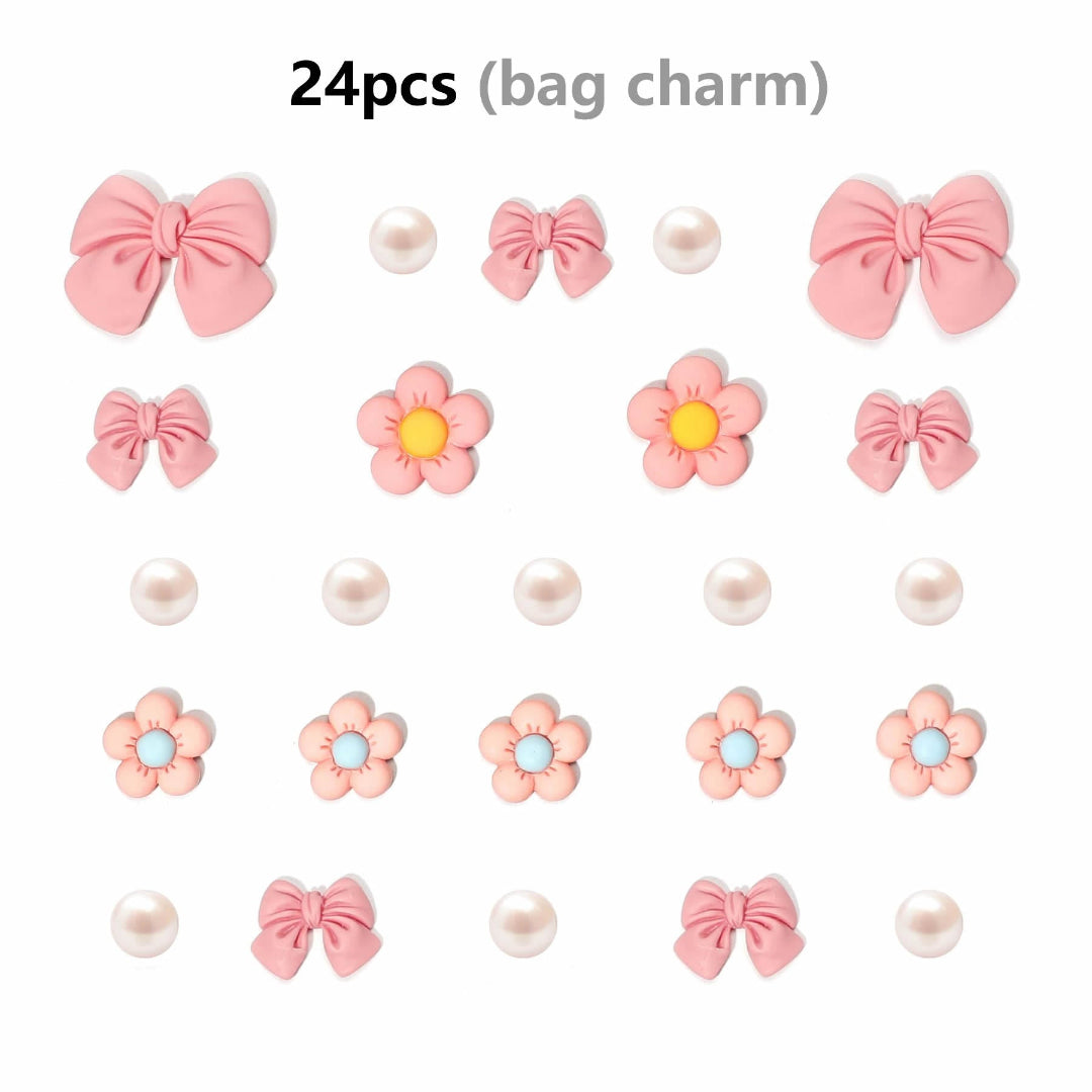 bag charms set featuring bows