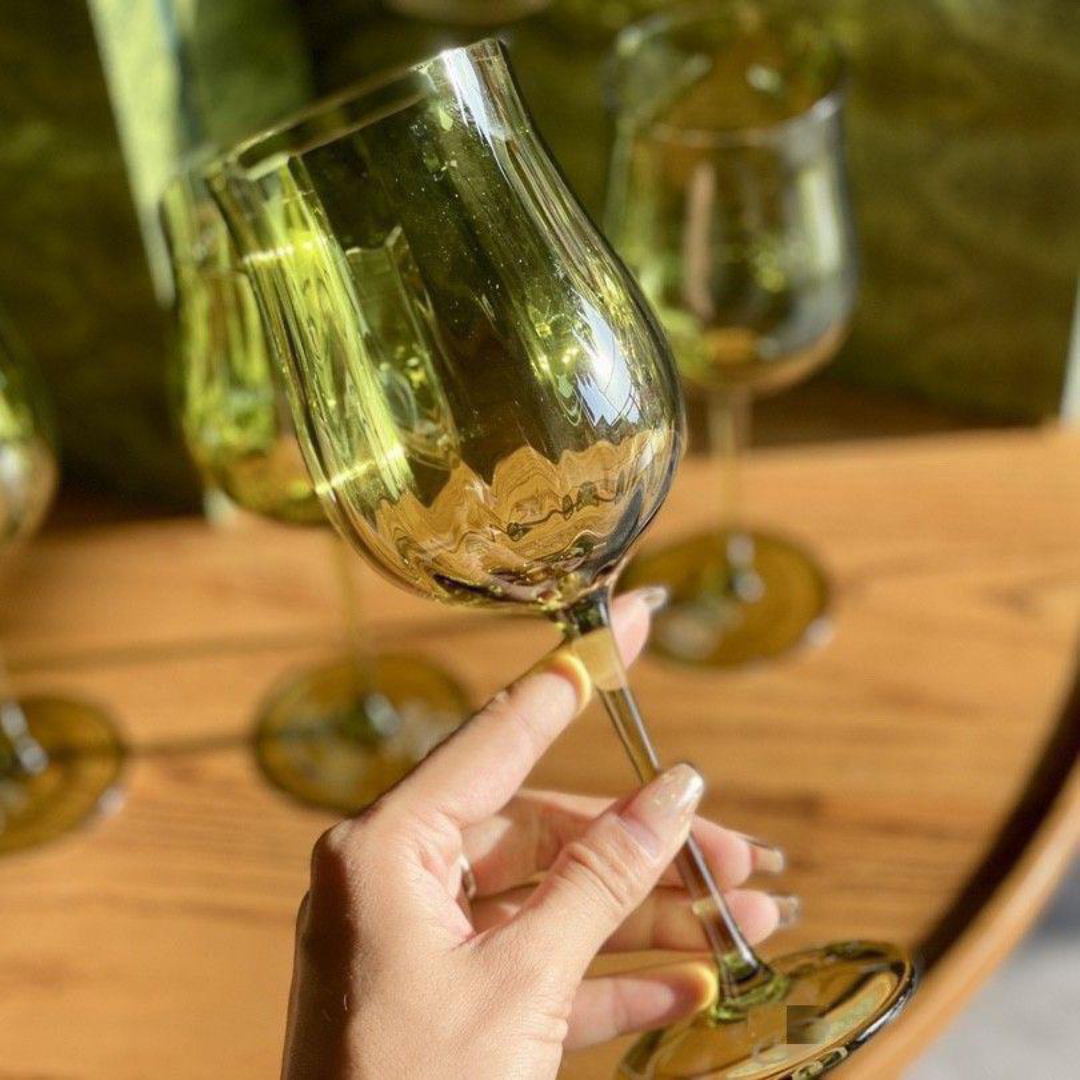 Gucci green-tinted wine glasses