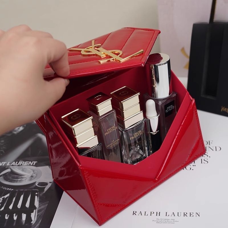 Saint Laurent Red Glossy Valentine's Cosmetic Bag