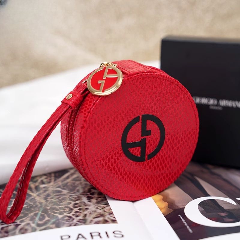Armani Red Snake Pattern Velvet Cosmetic Bag