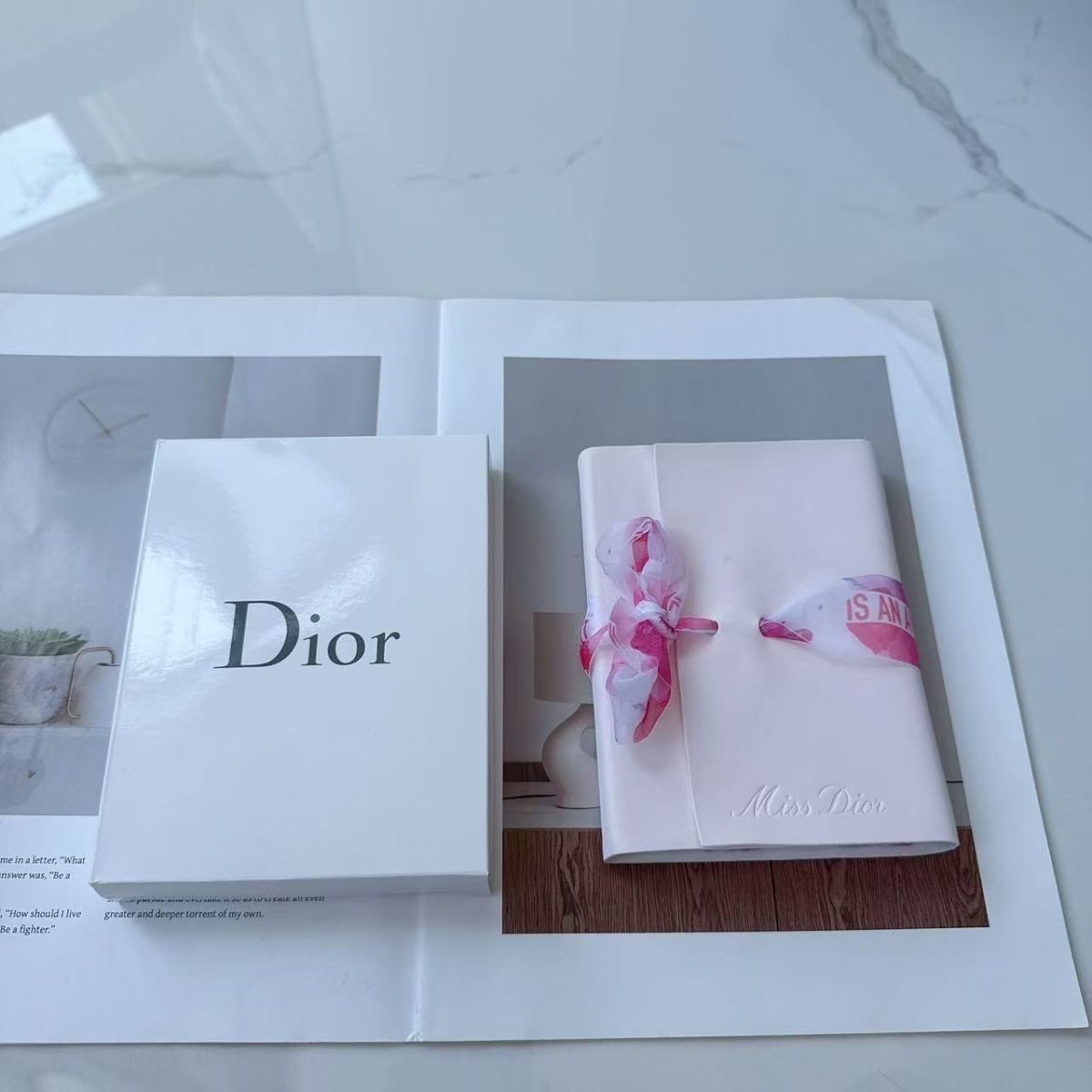 Dior Ribbon Bow Notebook with Pencil
