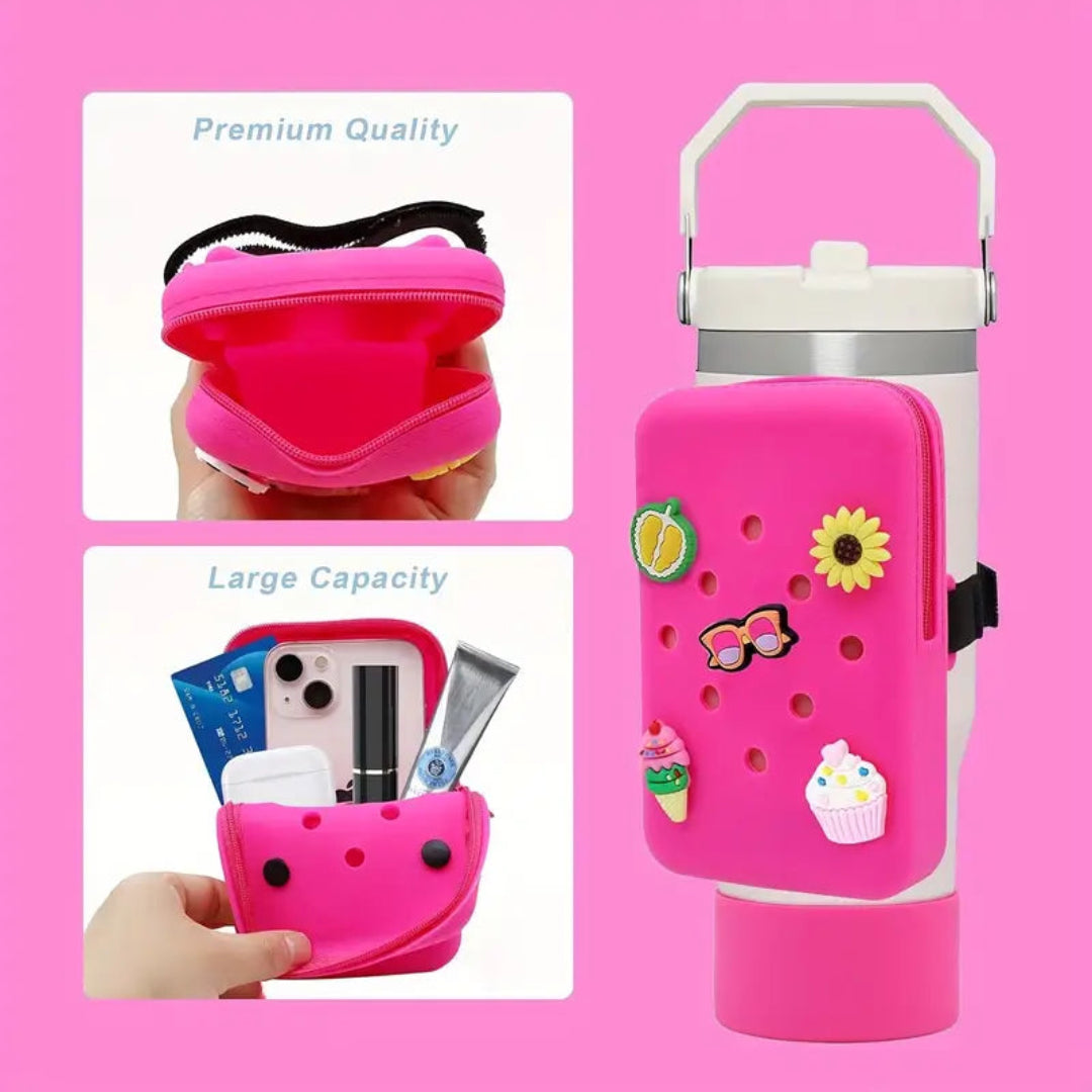 Colorful silicone pouch with playful charms