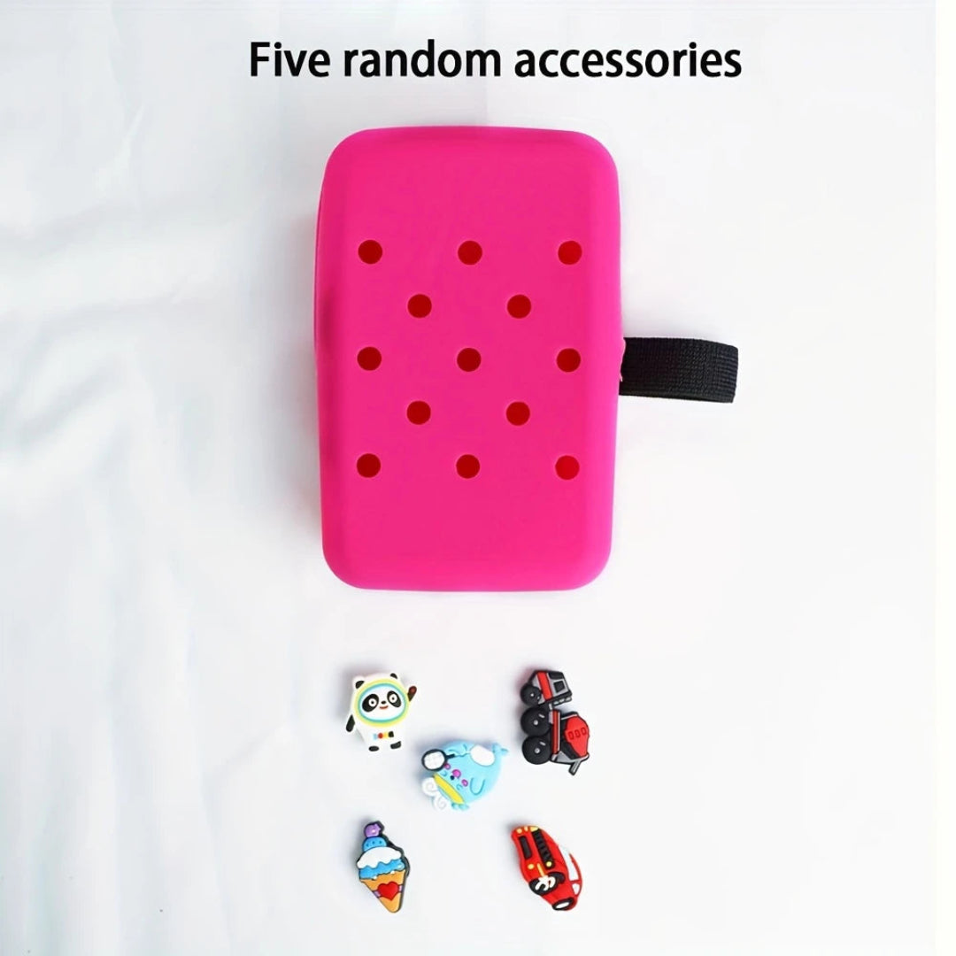 Colorful silicone pouch with playful charms