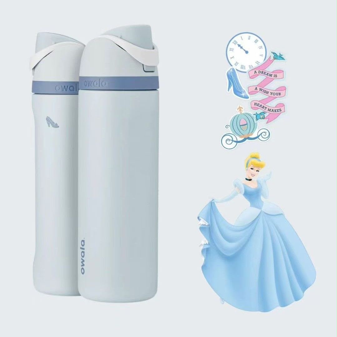 Owala Disney Princess FreeSip Insulated Stainless Steel Water Bottle with Straw and Sticker for Sports and Travel Owala