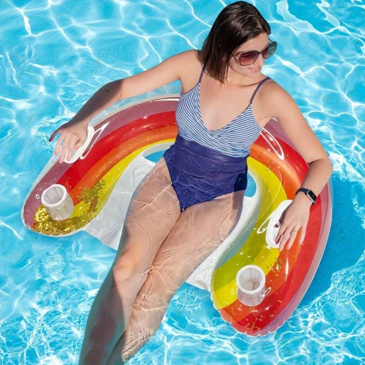 1pc Inflatable U-Shaped Rainbow Lounger