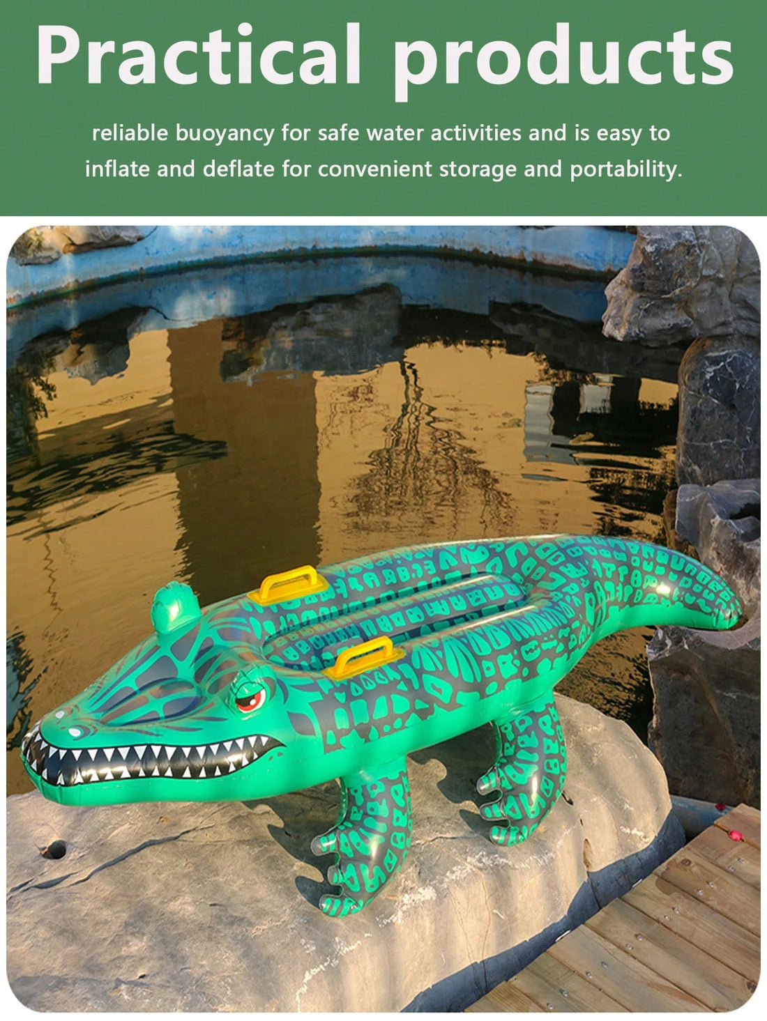 Inflatable Green Crocodile Shaped Water Float