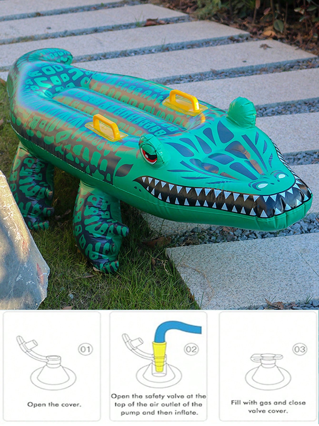 Inflatable Green Crocodile Shaped Water Float