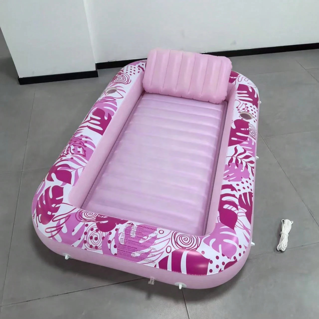 1pc Inflatable Sunbathing Pool Lounger With Cup Holder