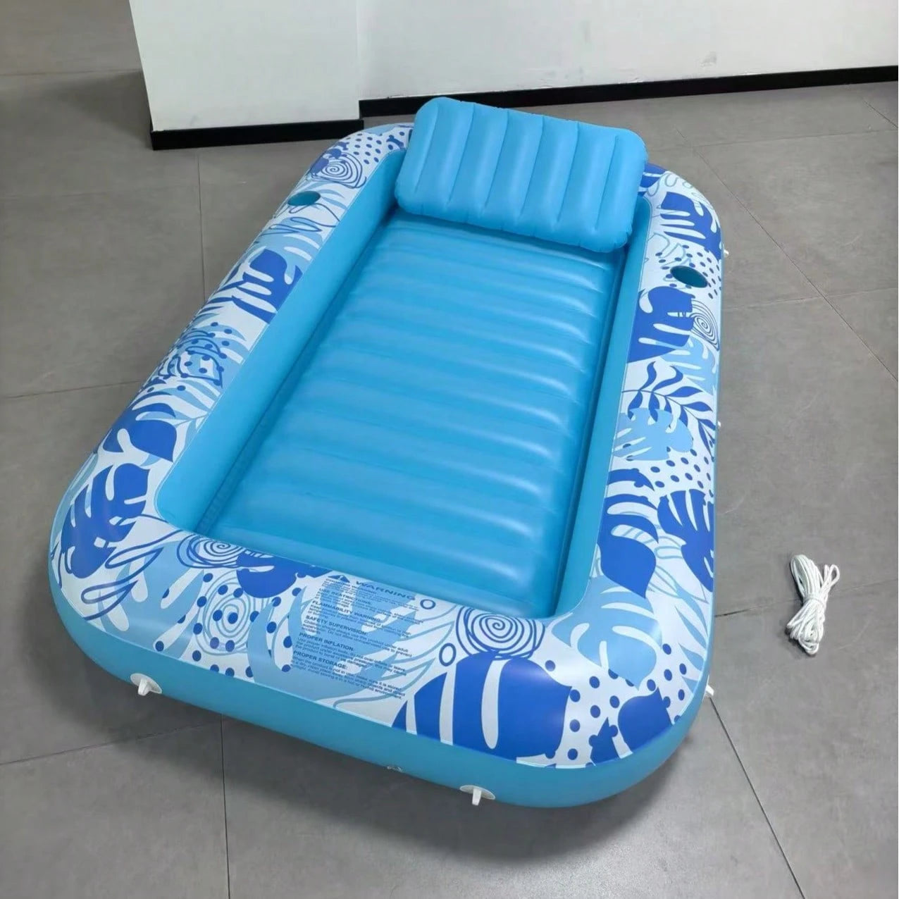 1pc Inflatable Sunbathing Pool Lounger With Cup Holder