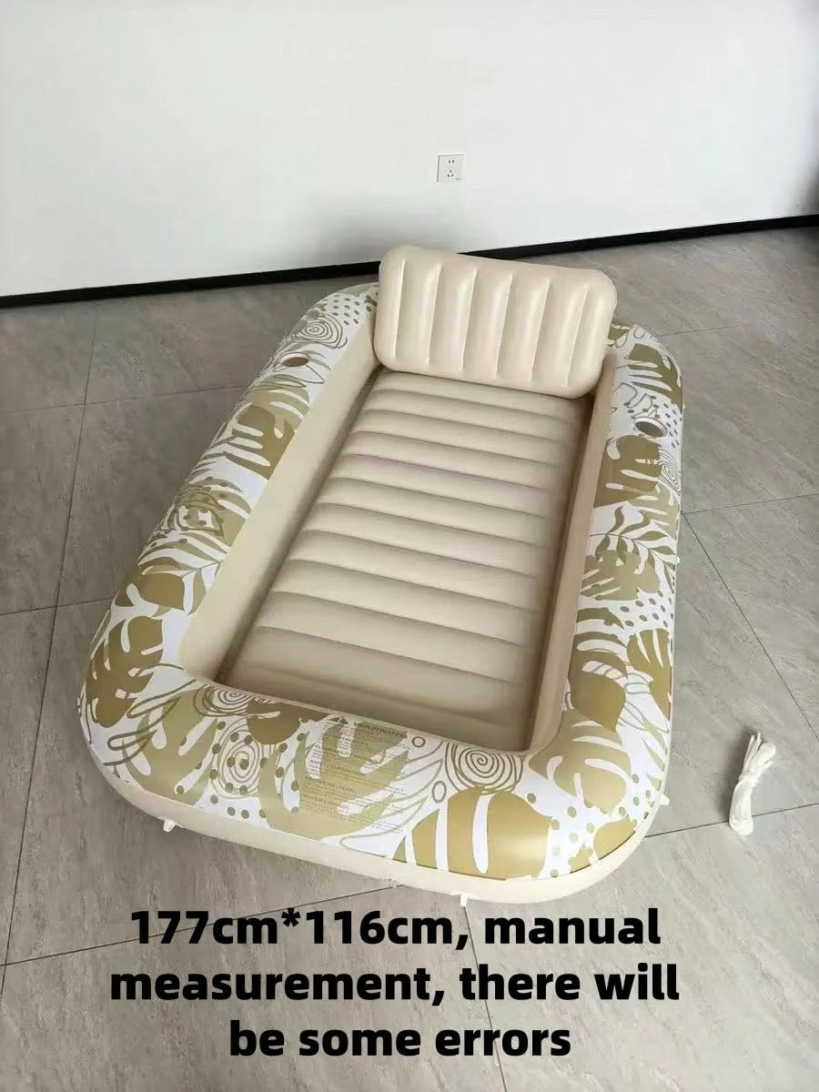 1pc Inflatable Sunbathing Pool Lounger With Cup Holder