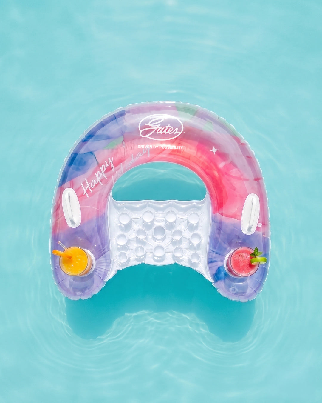 Inflatable Pool Float with Cup Holders & Backrest Blend Gifts
