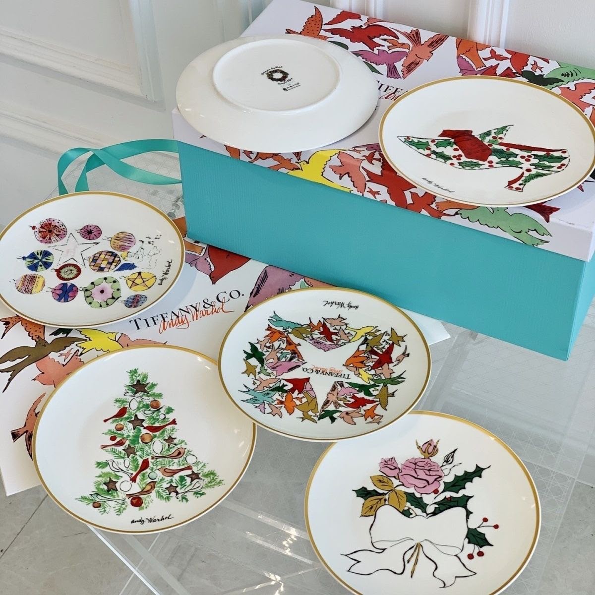 Tiffany & Co x Andy Warhol Festive Bone China Set of 6 Dessert Plates Tiffany & Co