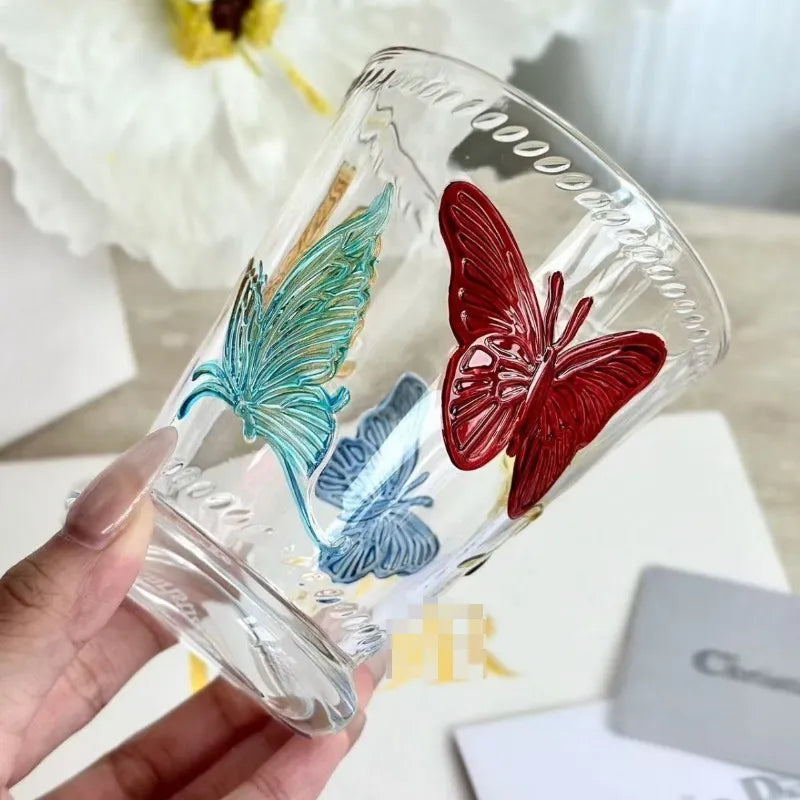 Christian Dior Hand Painted Glass Creative Graffiti Painting Stroke Water Cup
