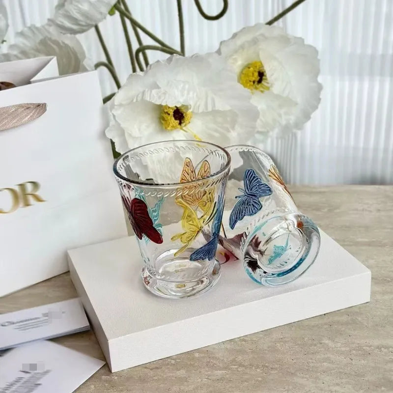 Dior Hand Painted Glass Creative Graffiti Painting Stroke Water Cup Demair Store