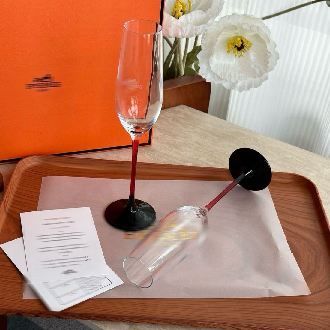 Hermes flutes glasses set for Two-Piece