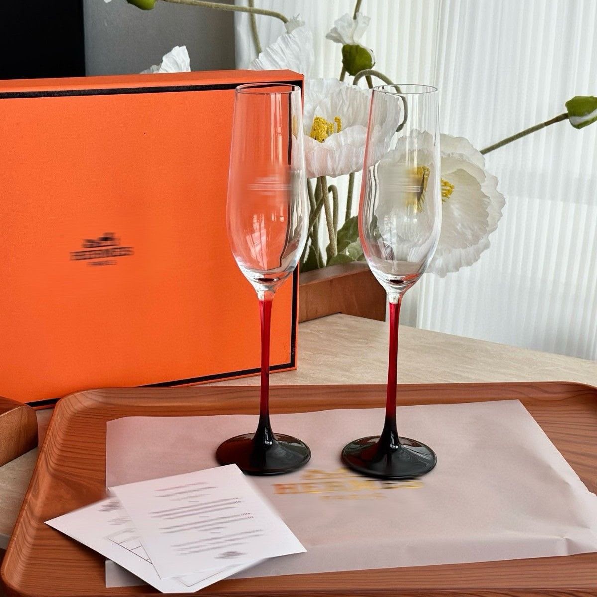 Hermes flutes glasses set for Two-Piece
