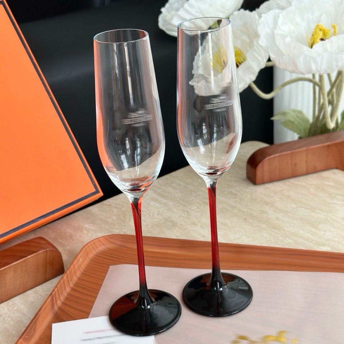 Hermes flutes glasses set for Two-Piece
