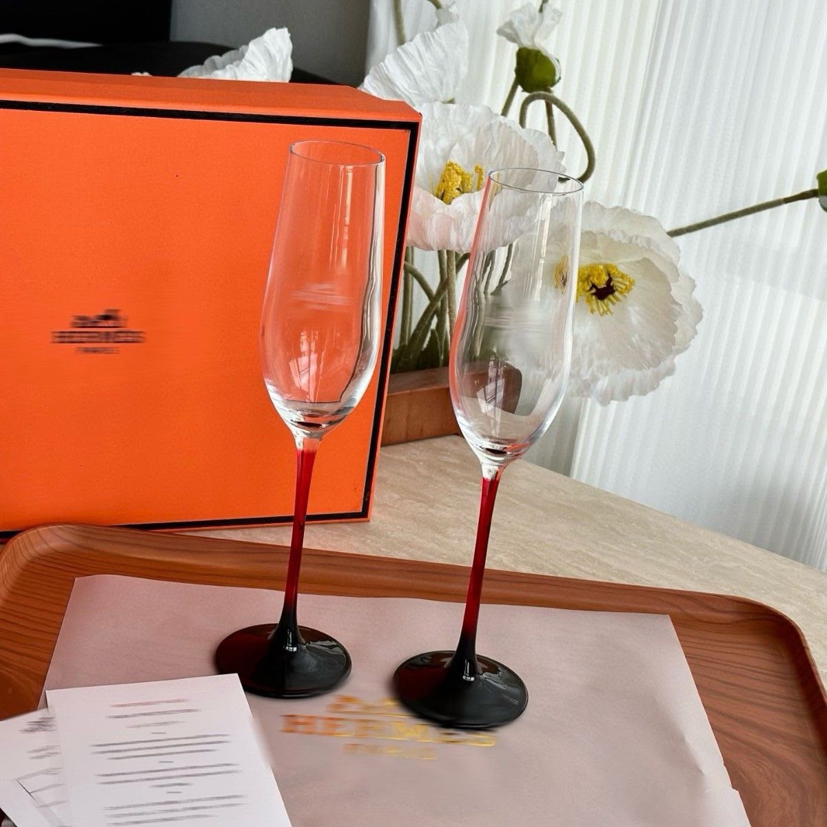 Hermes flutes glasses set for Two-Piece