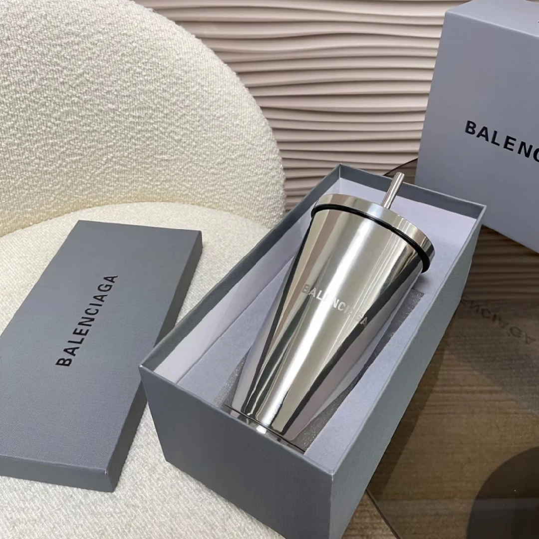 Balenciaga Stainless Steel Tumbler with Straw