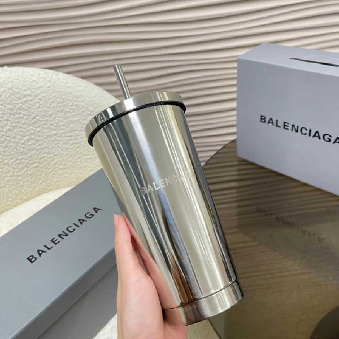 Balenciaga Stainless Steel Tumbler with Straw