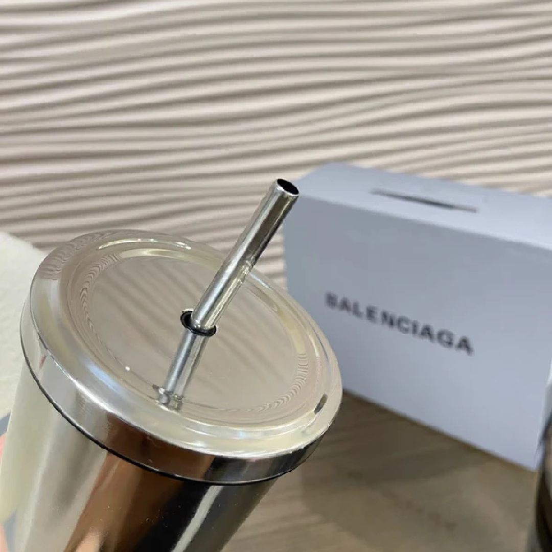 Balenciaga Stainless Steel Tumbler with Straw