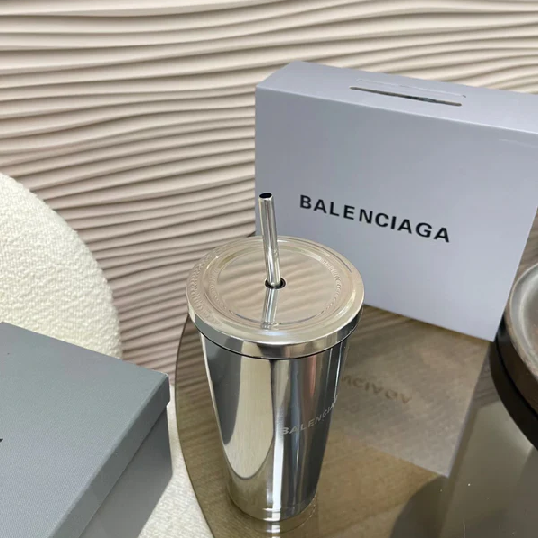 Balenciaga Stainless Steel Tumbler with Straw