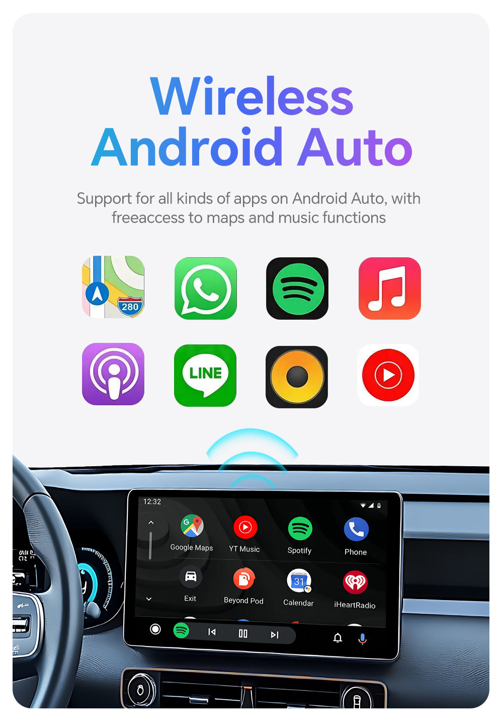 Wireless 2in1 Apple carplay & Android Auto