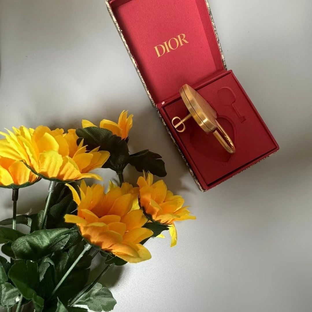 Dior Valentine's Day gift gold metal love lock with key