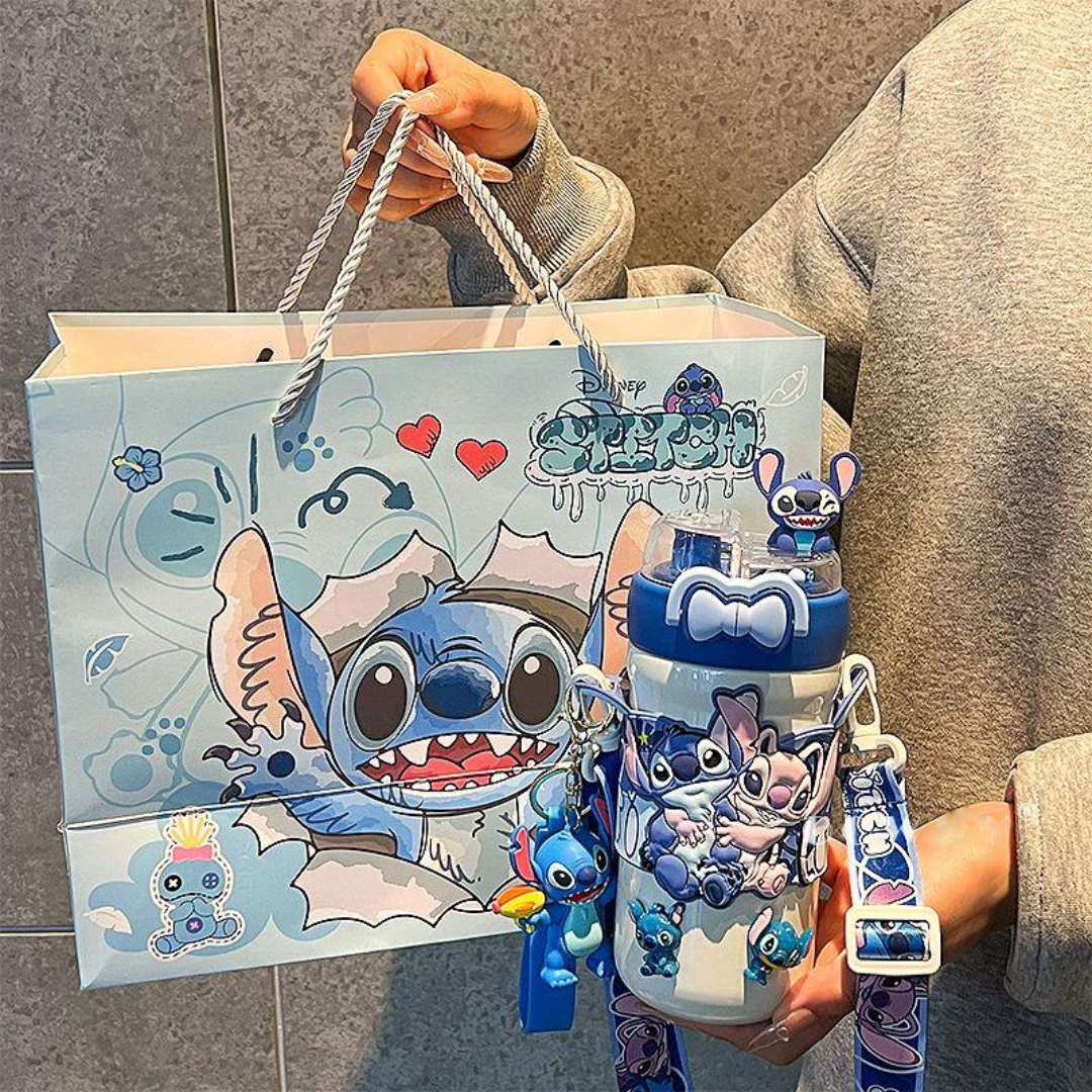 Stitch Double Drinking Cup with Gift Bag & Accessories