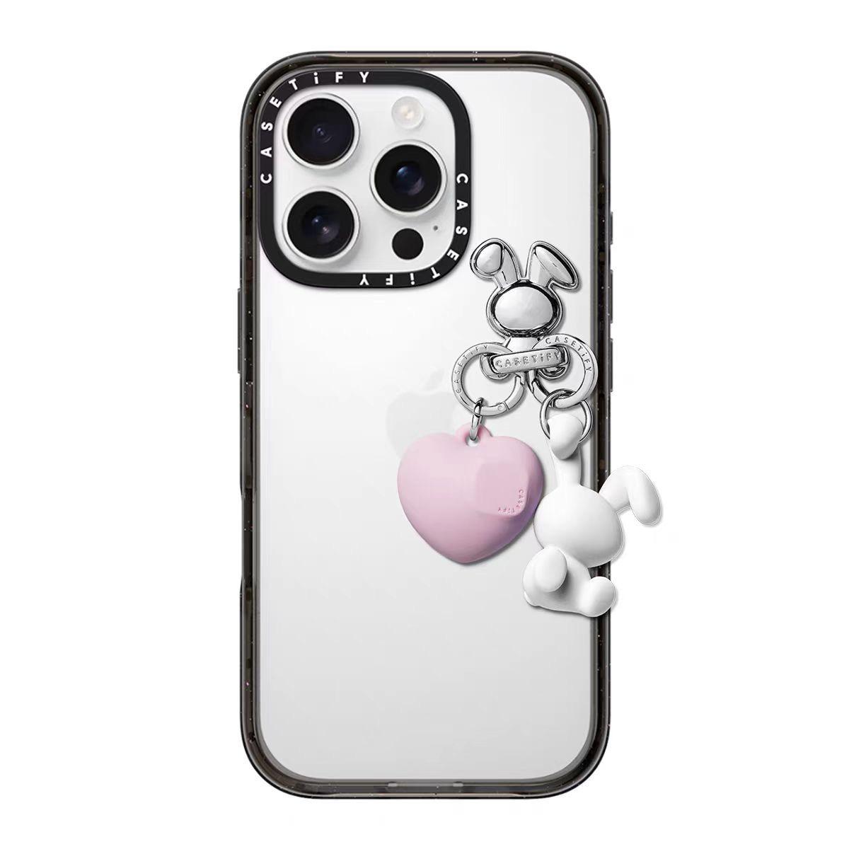 Casetify array of rabbit and heart-themed hooks and keychains