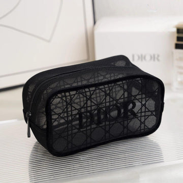 Dior Black Raglan Mesh Velvet Cosmetic Bag Blend Gifts