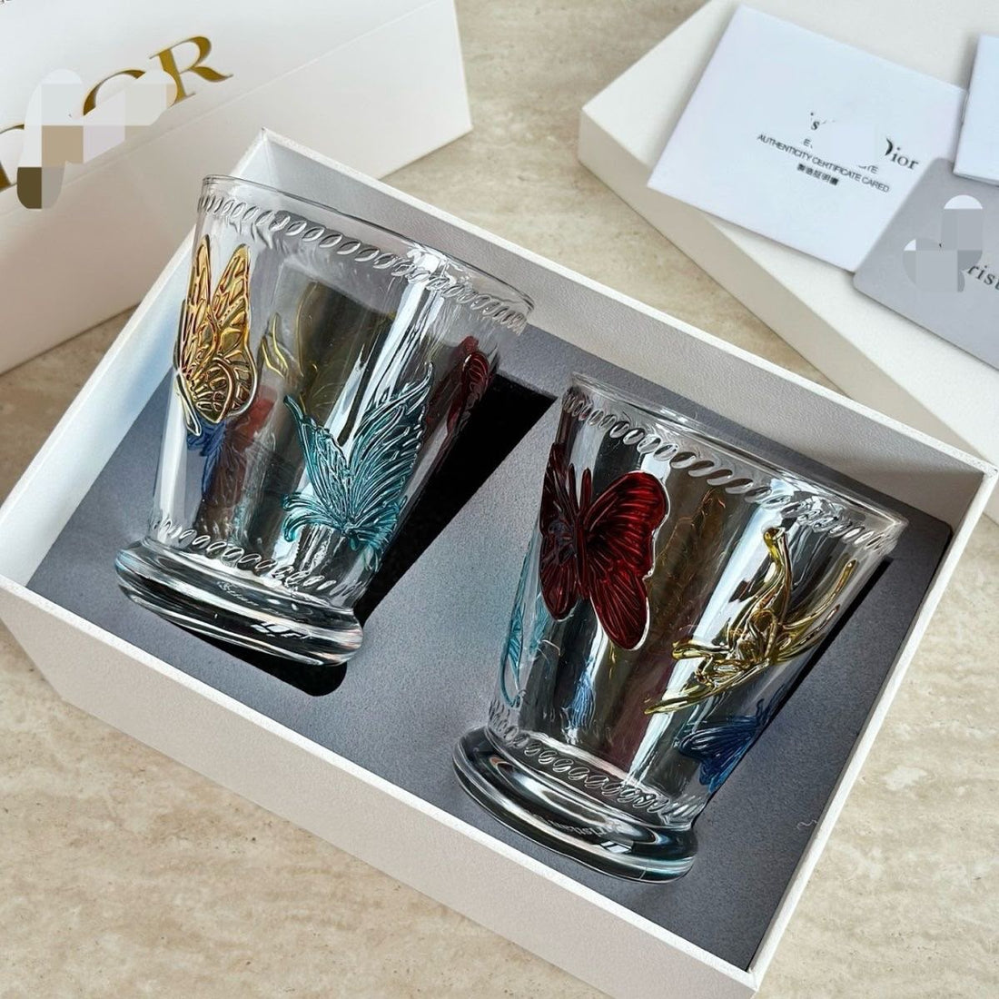 Dior Hand Painted Glass Creative Graffiti Painting Stroke Water Cup Demair Store
