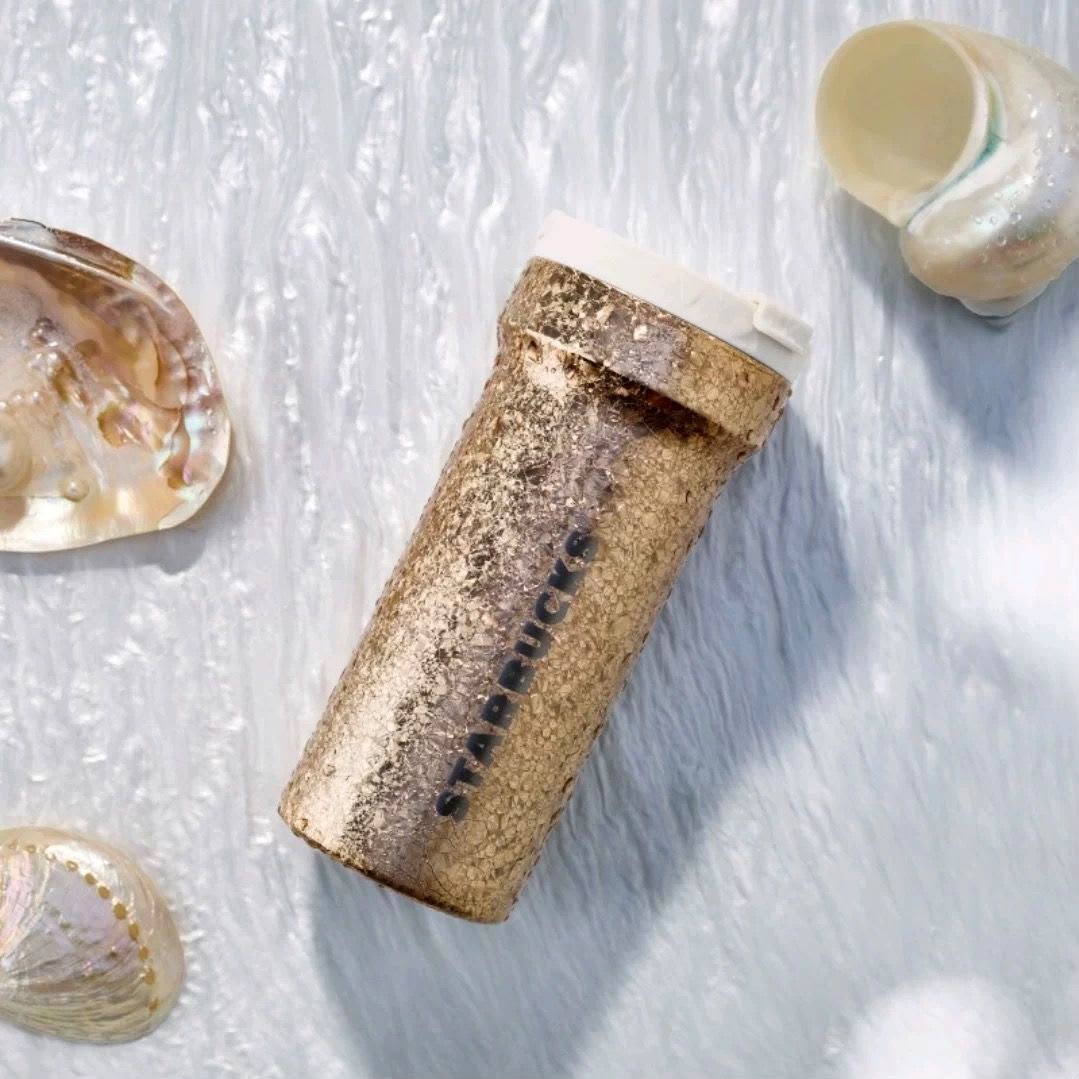 Starbucks 2025 Ocean Anniversary Gold Stainless Steel Tumbler