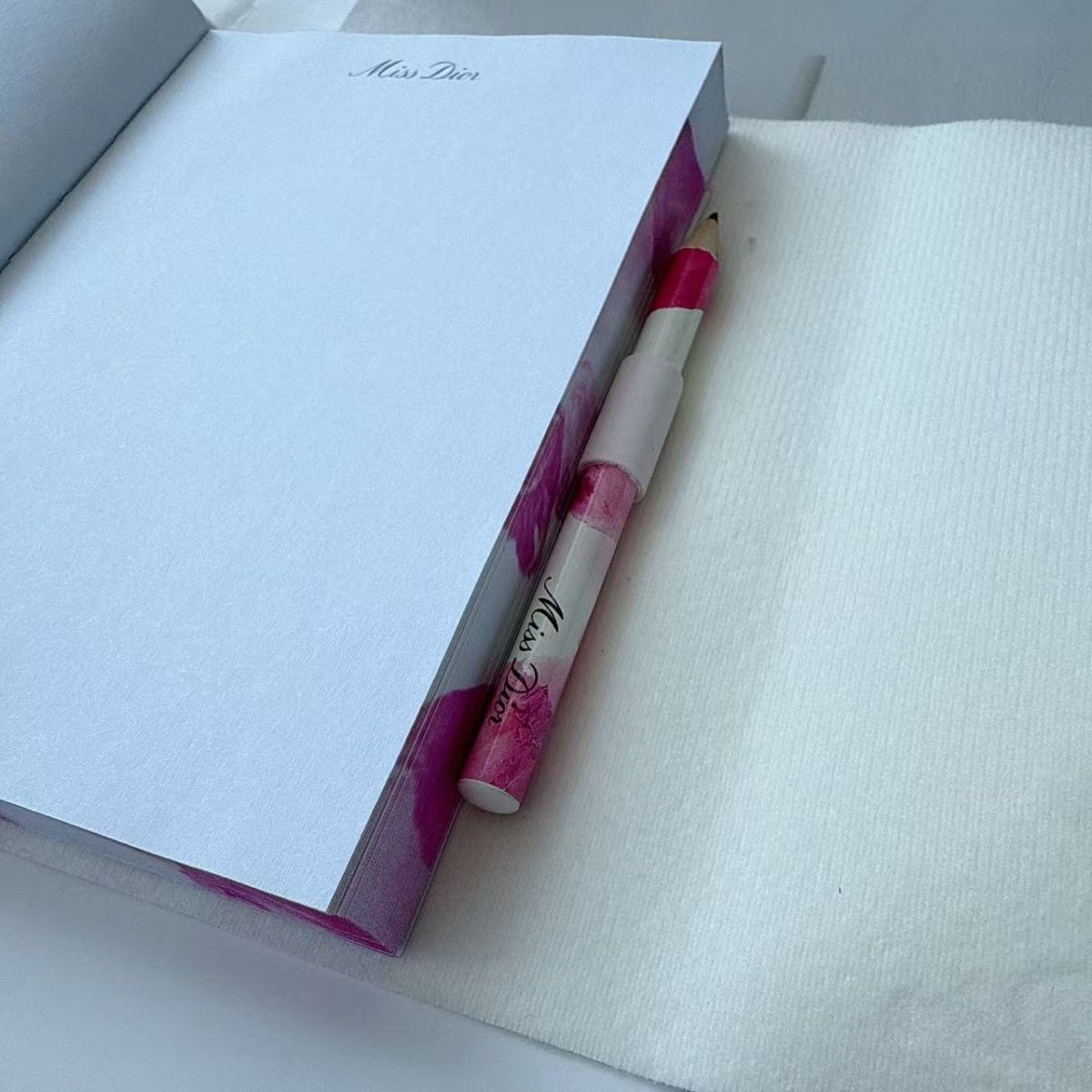 Dior Ribbon Bow Notebook with Pencil